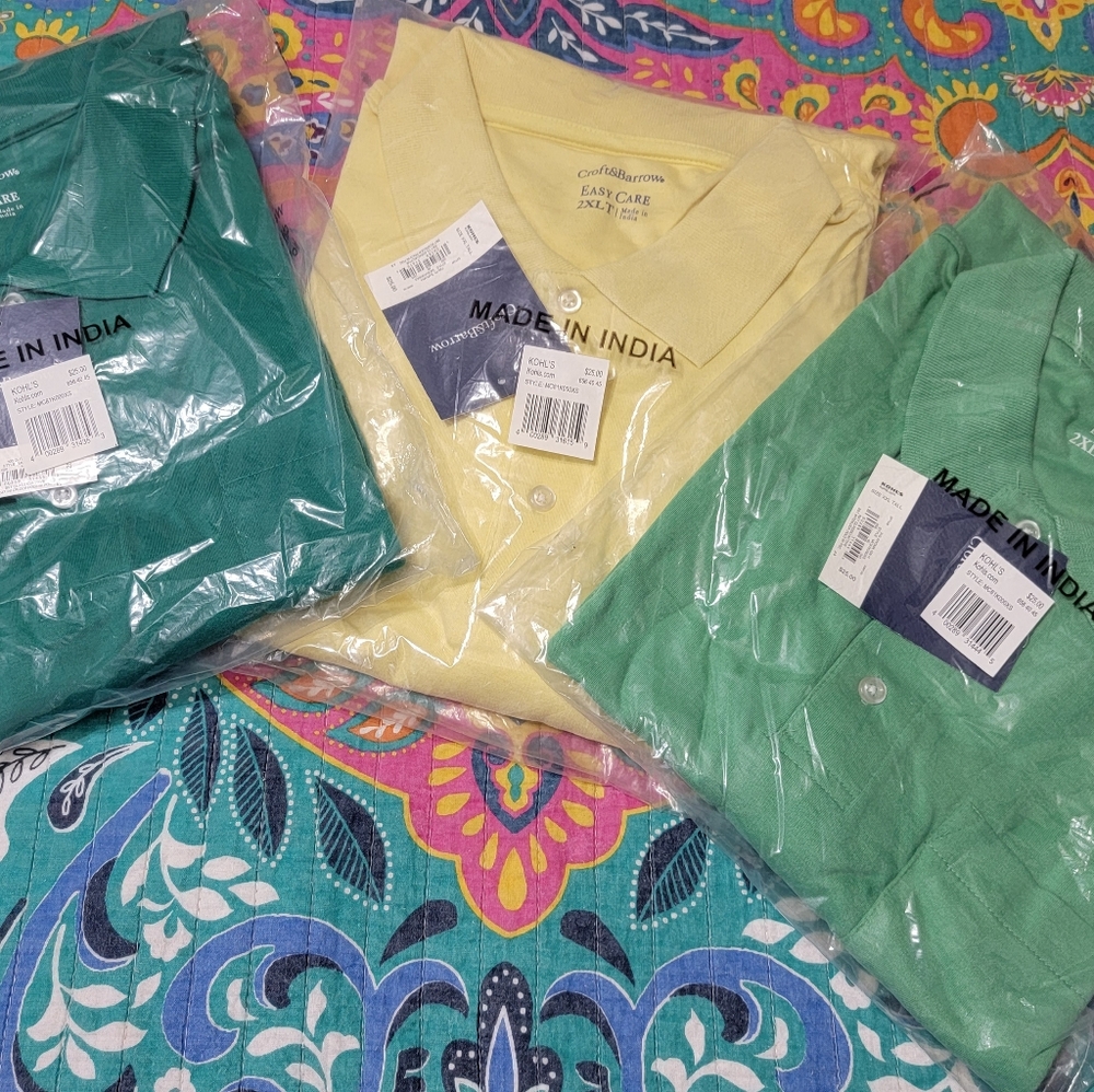 3 Men's Croft & Barrow pocket polo shirt 2XLT